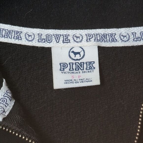 PINK VS BLACK 3/4 ZIP PULLOVER "LOVE PINK" ON BACK, SIZE SMALL - Picture 3 of 7